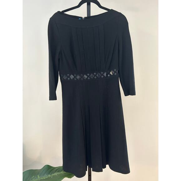 Kay Unger Dress-size 8-2000 collection lightweight Wool 3/4 sleeve waist accents - Picture 1 of 4